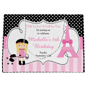 Paris Eiffel Tower Blonde Girl Große Geschenktüte