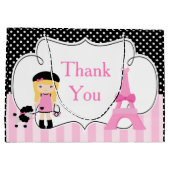 Paris Eiffel Tower Blonde Girl Große Geschenktüte (Rückseite)