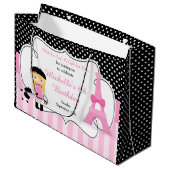 Paris Eiffel Tower Blonde Girl Große Geschenktüte (Vorderseite Schrägansicht)