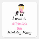 Paris Eiffel Tower Blonde Girl 'I went to' Quadratischer Aufkleber (Vorderseite)