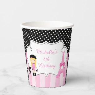 Paris Eiffel Tower Blonde Girl Pappbecher
