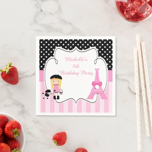 Paris Eiffel Tower Blonde Girl Serviette (Beispiel)