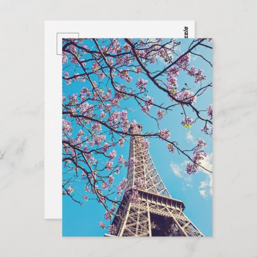 Paris Eiffel Tower Blooms im Springtime Postcard Postkarte (Vorne/Hinten)