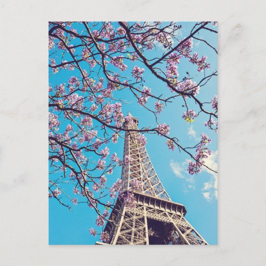 Paris Eiffel Tower Blooms im Springtime Postcard Postkarte (Vorderseite)