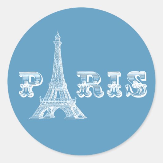 PARIS Eiffel Tower Blue Sticker (Vorderseite)