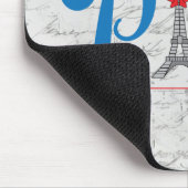 Paris Eiffel Tower Blue Text Bow Mousepad (Ecke)