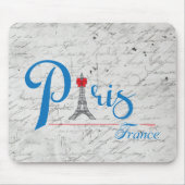 Paris Eiffel Tower Blue Text Bow Mousepad (Vorne)