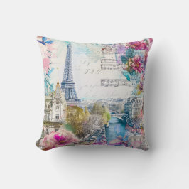 Paris Eiffel Tower Blume Collage Kissen