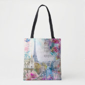 Paris Eiffel Tower Blume Collage Tasche (Vorderseite)