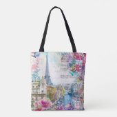 Paris Eiffel Tower Blume Collage Tasche (Rückseite)