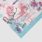 Paris Eiffel Tower Blumenzettel Seidenpapier (Ausschnitt)