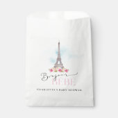 Paris Eiffel Tower Bonjour Baby Dusche Gefallen Ta Geschenktütchen (Vorderseite)