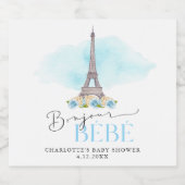 Paris Eiffel Tower Bonjour Baby Sparkling Wine Lab Schaumweinetikett (Einzelnes Label)