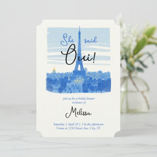 Paris Eiffel Tower Brautdusche Einladungen (Stehend Vorderseite)