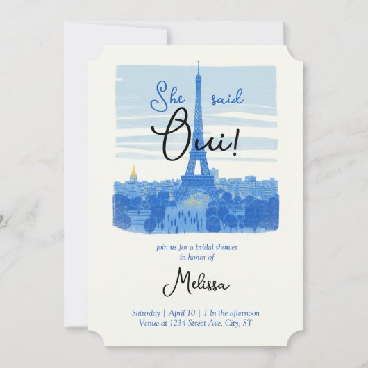 Paris Eiffel Tower Brautdusche Einladungen (Vorderseite)