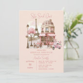 Paris Eiffel Tower Brautparty Einladung (Stehend Vorderseite)