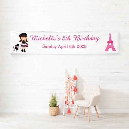 Paris Eiffel Tower Brünett Girl Banner (Insitu)