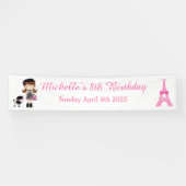 Paris Eiffel Tower Brünett Girl Banner (Horizontal)