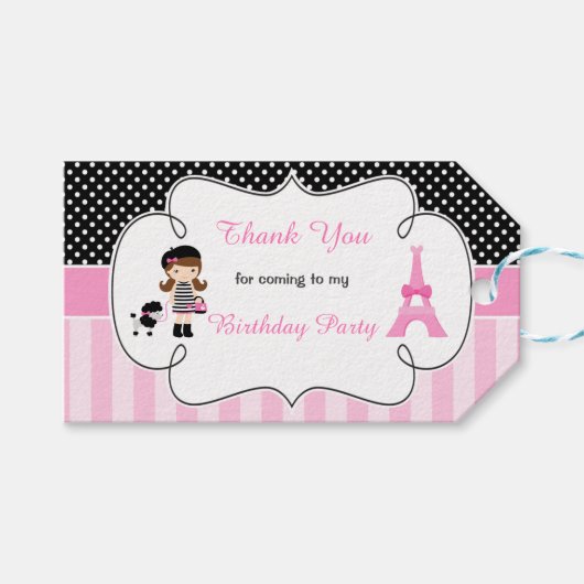 Paris Eiffel Tower Brünett Girl Geschenkanhänger (Vorderseite (Horizontal))