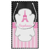 Paris Eiffel Tower Brünett Girl Kleine Geschenktüte (Rückseite)