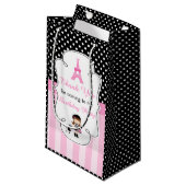 Paris Eiffel Tower Brünett Girl Kleine Geschenktüte (Vorderseite Schrägansicht)