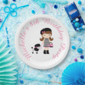 Paris Eiffel Tower Brünett Girl Pappteller (Party)