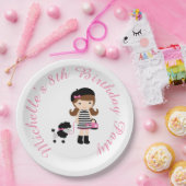 Paris Eiffel Tower Brünett Girl Pappteller (Party)