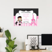 Paris Eiffel Tower Brünett Girl Poster (Heimbüro)