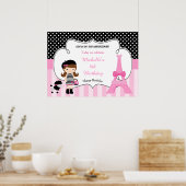 Paris Eiffel Tower Brünett Girl Poster (Küche)