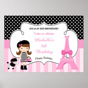 Paris Eiffel Tower Brünett Girl Poster