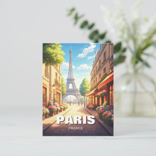 Paris Eiffel Tower Café Postkarte (Stehend Vorderseite)