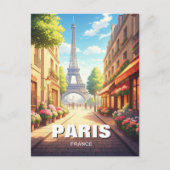 Paris Eiffel Tower Café Postkarte (Vorderseite)