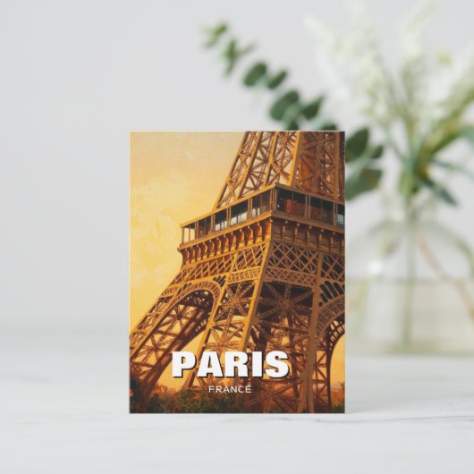 Paris Eiffel Tower Café Postkarte (Stehend Vorderseite)