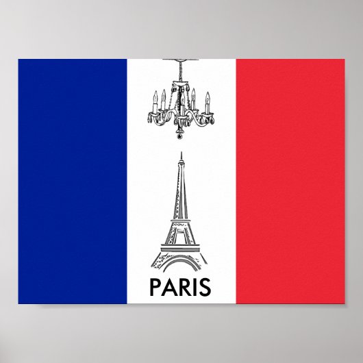 Paris Eiffel Tower Chandelier Französisches Flag P Poster (Vorne)