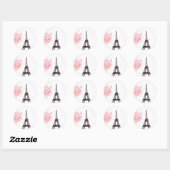 Paris Eiffel Tower Cherry Blossom Wasserfarbe Runder Aufkleber (Blatt)