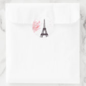 Paris Eiffel Tower Cherry Blossom Wasserfarbe Runder Aufkleber (Tasche)