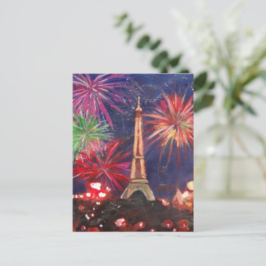 Paris Eiffel Tower City Liebe mit Silvester New Postkarte (Stehend Vorderseite)