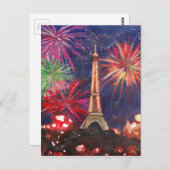 Paris Eiffel Tower City Liebe mit Silvester New Postkarte (Vorne/Hinten)