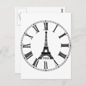 Paris Eiffel Tower Clock Französisch Postkarte (Vorne/Hinten)