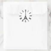 Paris Eiffel Tower Clock Französisch Runder Aufkleber (Tasche)