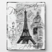 Paris Eiffel Tower Collage Black & White Szene Fotoplatte (Vorderseite)