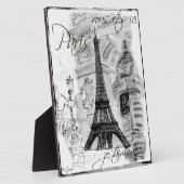 Paris Eiffel Tower Collage Black & White Szene Fotoplatte (Seite)