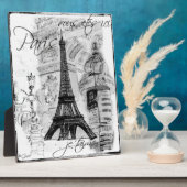Paris Eiffel Tower Collage Black & White Szene Fotoplatte (Seite)