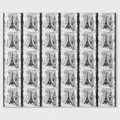 Paris Eiffel Tower Collage Schwarz-Weiß Geschenkpapier (Flach)