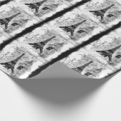 Paris Eiffel Tower Collage Schwarz-Weiß Geschenkpapier (Ecke)