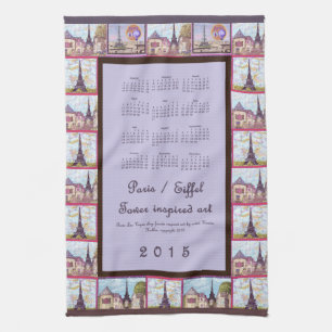 Paris Eiffel Tower cool Art 2015 Küchenkalender Handtuch