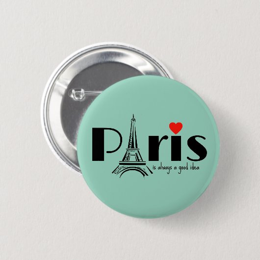 Paris Eiffel Tower Design Button (Vorne & Hinten)