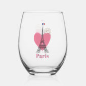 Paris Eiffel Tower Design Edelstahlglas Weinglas Ohne Stiel (Rückseite)