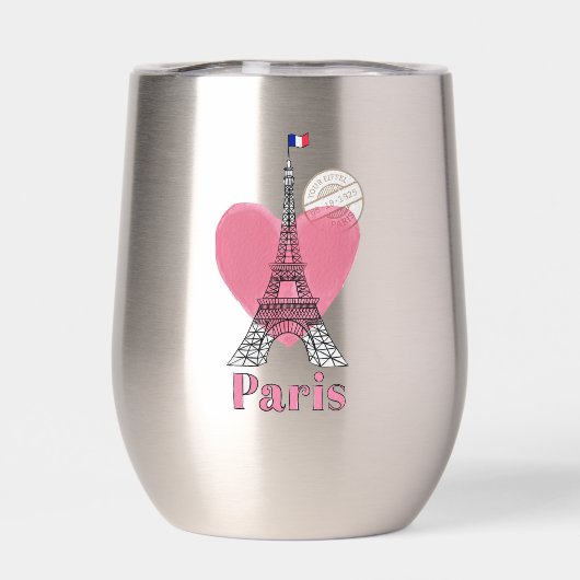 Paris Eiffel Tower Design Thermal Wine Tumbler (Rückseite)