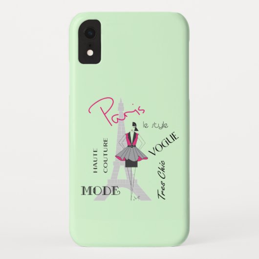 Paris Eiffel Tower Fashion Light Green Case-Mate iPhone Hülle (Rückseite)